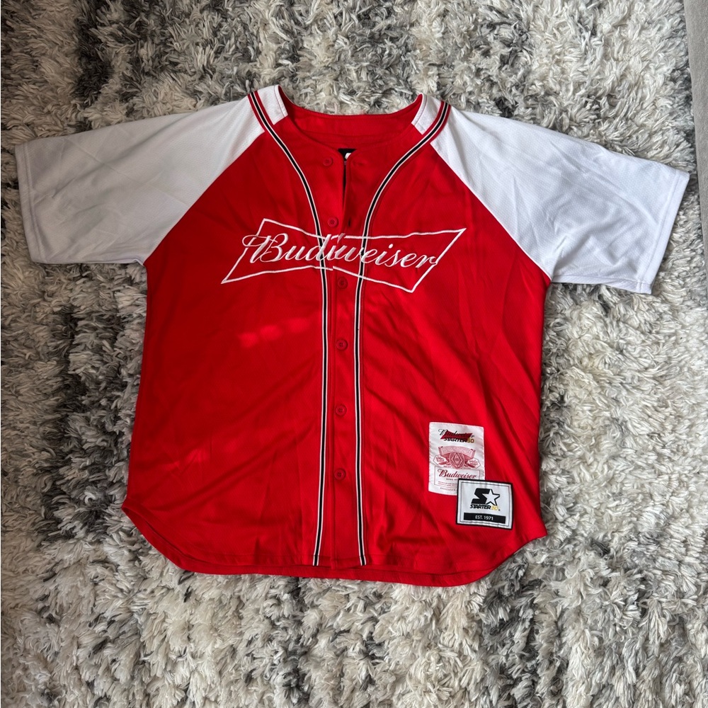 Budweiser button down-  baseball jersey style